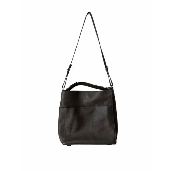 AllSaints Hobo Bag Mast Crossbody Purse Pebbled Leather Forest Green